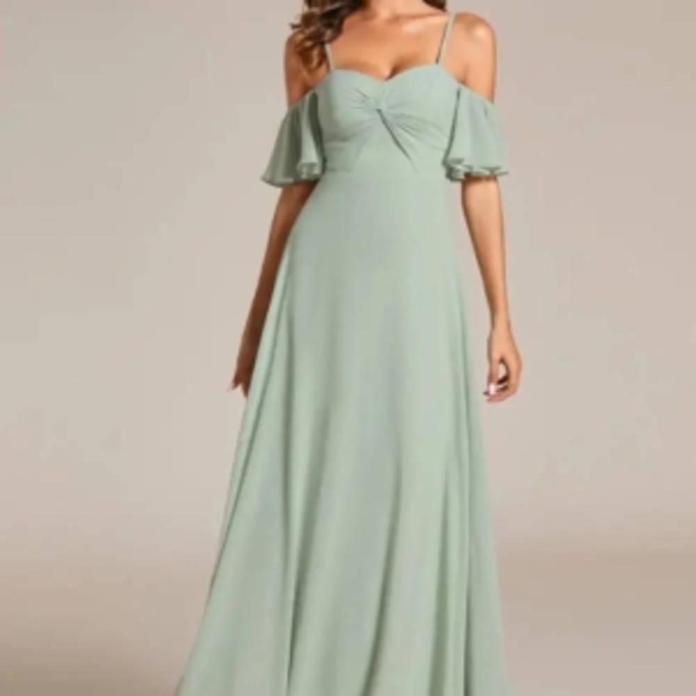 Ever Pretty Light Green Off-Shoulder Maxi Dress